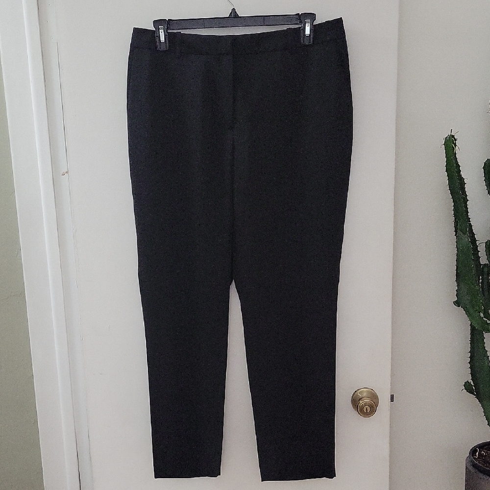 Lafayette 148 New York Black Shiny Satin Effect Dress Pants Sz 14
